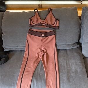 ALO Yoga Copper Sports Bra and Leggings Set